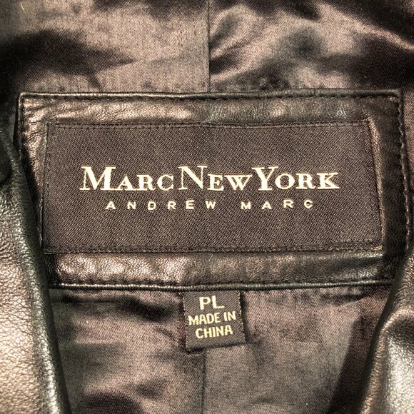 Women's Marc New York Black Leather Button Up Jacket - Picture 2 of 6